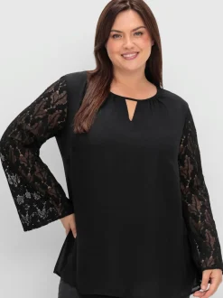 Tunique manches avec dentelle transparente