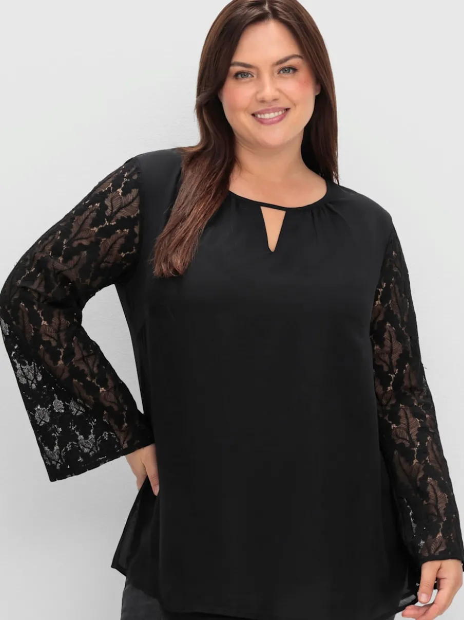 Tunique manches avec dentelle transparente