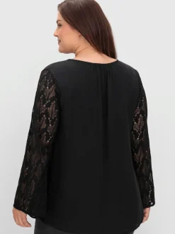 Tunique manches avec dentelle transparente