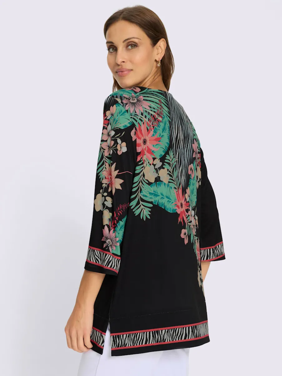 Tuniques avec encolure en V imprimé floral et fentes