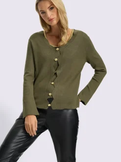 Twinset avec col V manches longues et boutons fantaisie