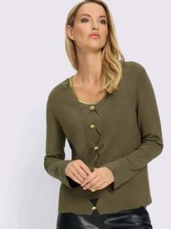 Twinset avec col V manches longues et boutons fantaisie