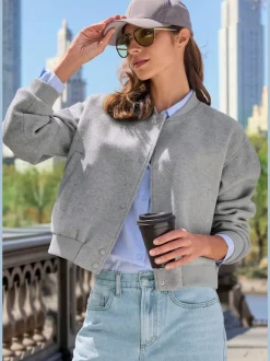 Veste bomber avec bords-côtes et poches raglan en biais