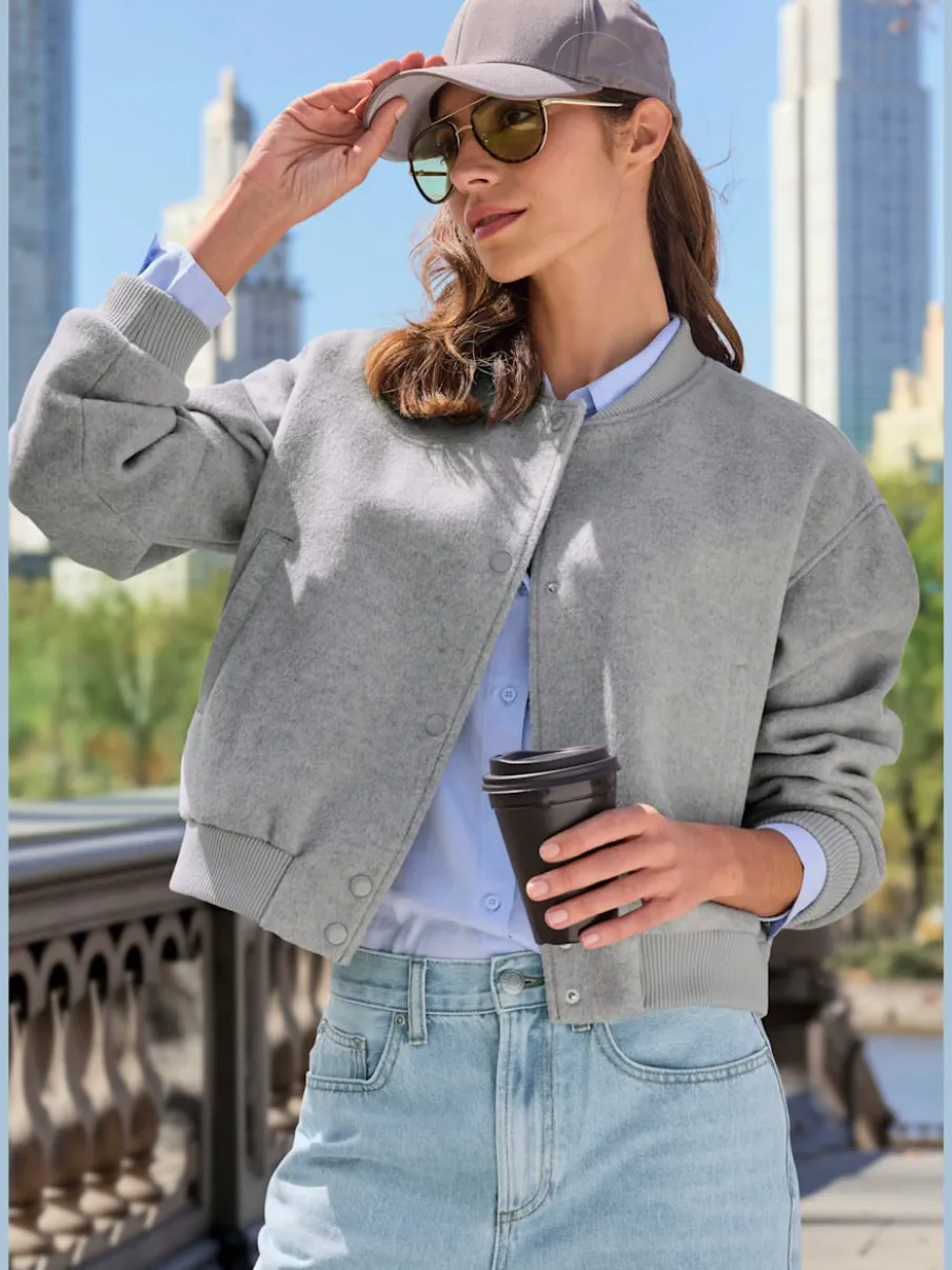 Veste bomber avec bords-côtes et poches raglan en biais