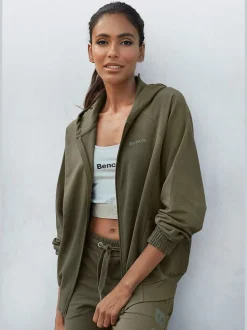 Veste à capuche avec coutures décoratives et poches en qualité sweat douce