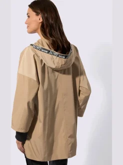 Veste à capuche avec inscription et bords-côtes contrastés