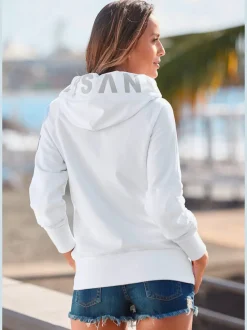 Veste à capuche avec logo et poches fendues