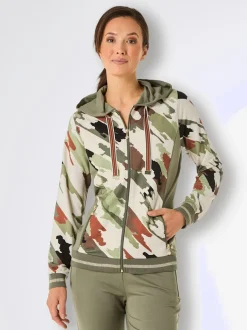 Veste à capuche avec motifs imprimés et poches zippées