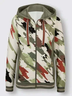 Veste à capuche avec motifs imprimés et poches zippées