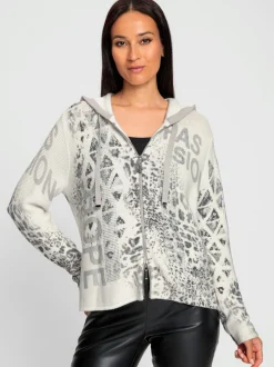 Veste à capuche en tricot avec imprimé intégral