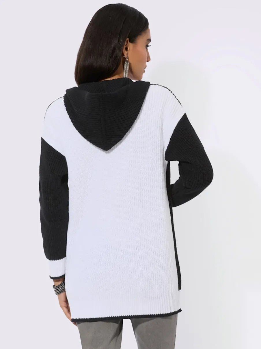 Veste à capuche en tricot avec rayures contrastées