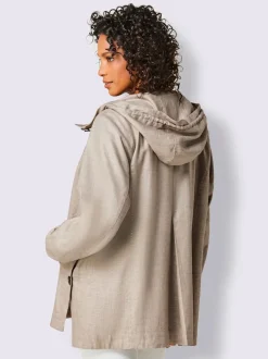 Veste à capuche en viscose et lin décontractée chic