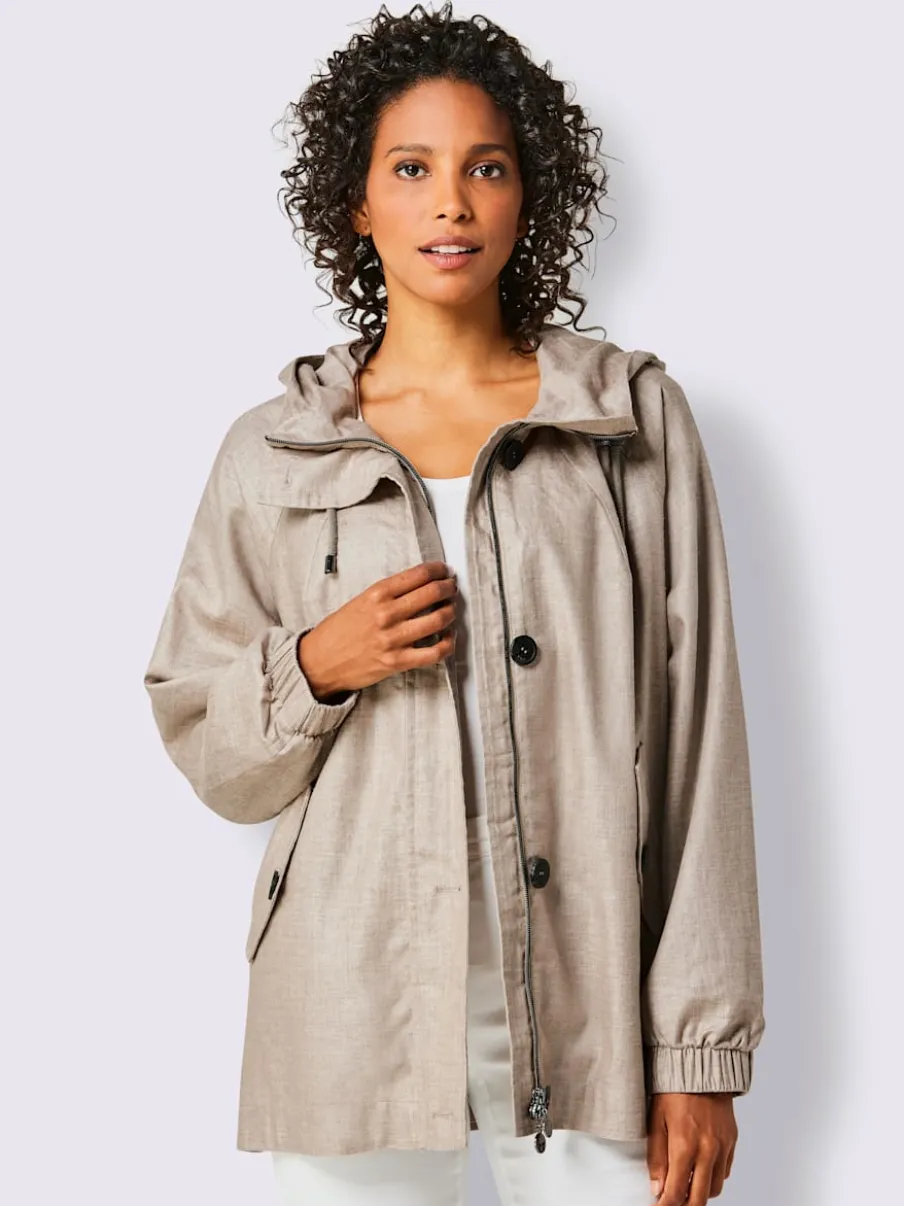Veste à capuche en viscose et lin décontractée chic