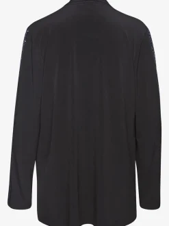 Veste chemisier avec bandes de paillettes et petites fentes latérales