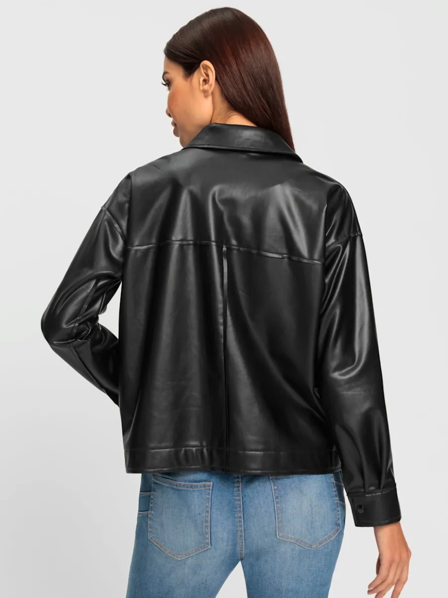 Veste chemisier en synthétique avec col chemise et poches