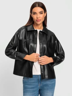 Veste chemisier en synthétique avec col chemise et poches