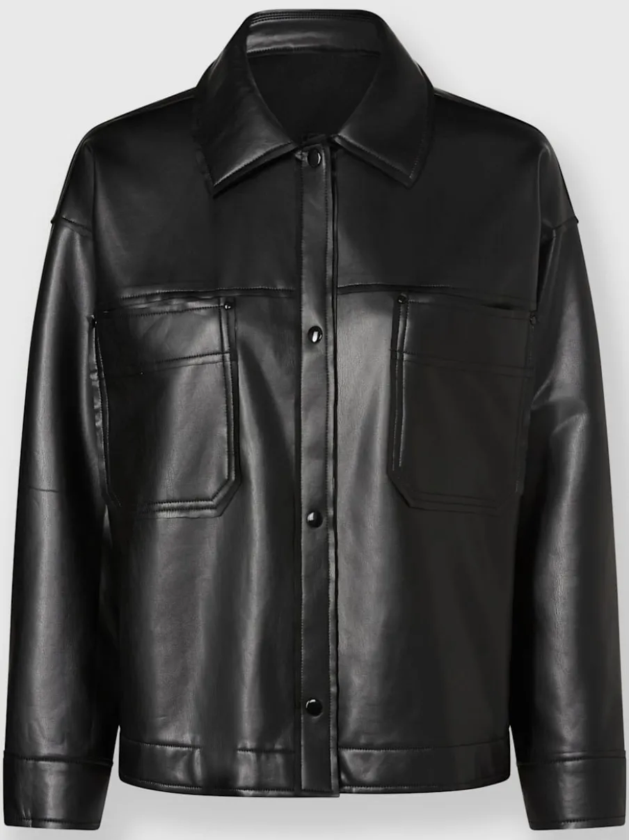 Veste chemisier en synthétique avec col chemise et poches