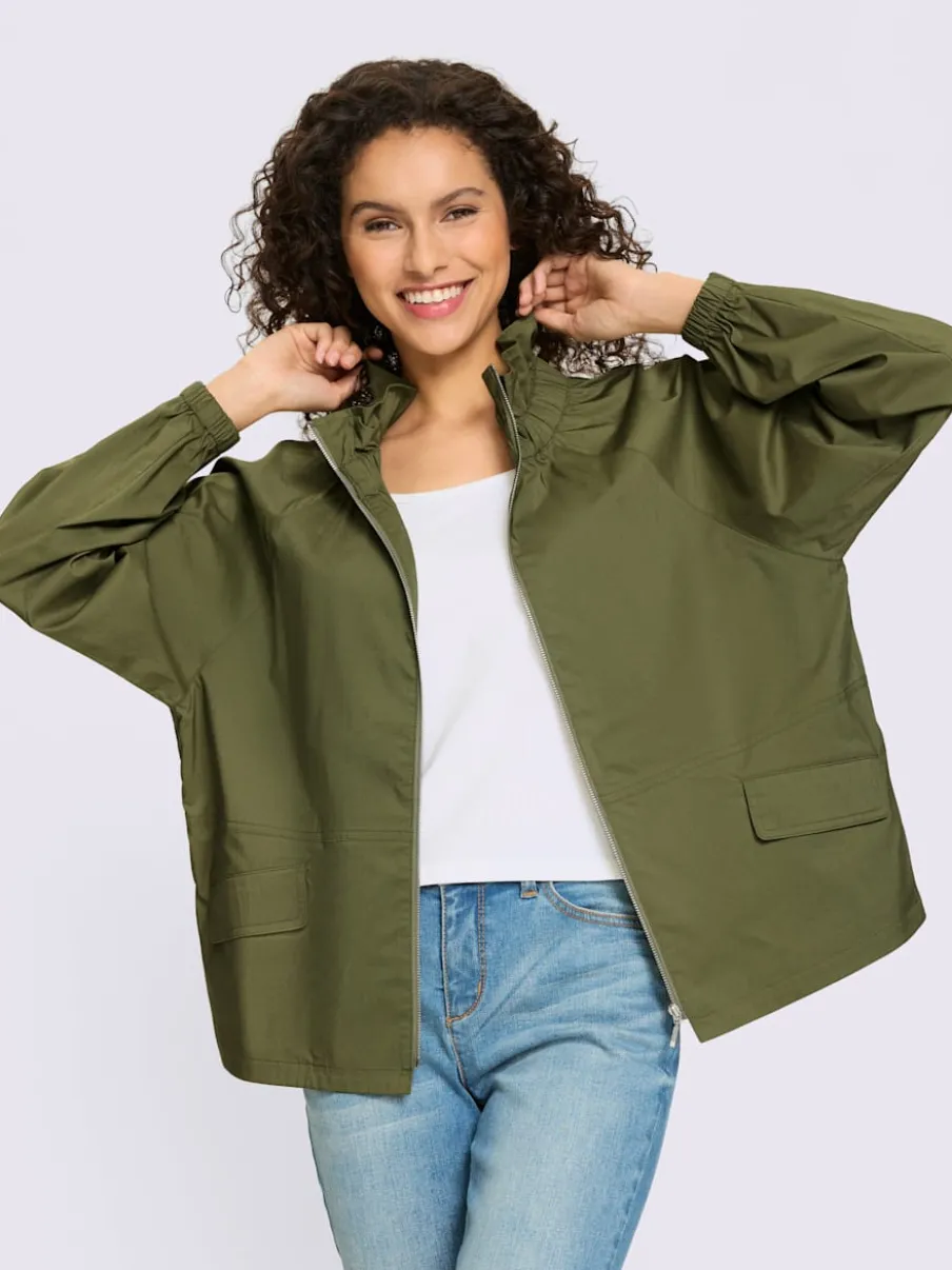 Veste chemisier léger à col montant et manches raglan