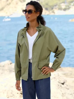 Veste chemisier léger à col montant et manches raglan