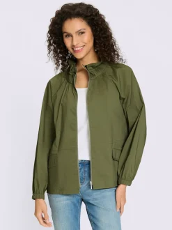 Veste chemisier léger à col montant et manches raglan