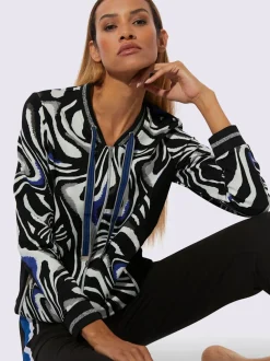 Veste à col blouson avec manches longues et motif graphique