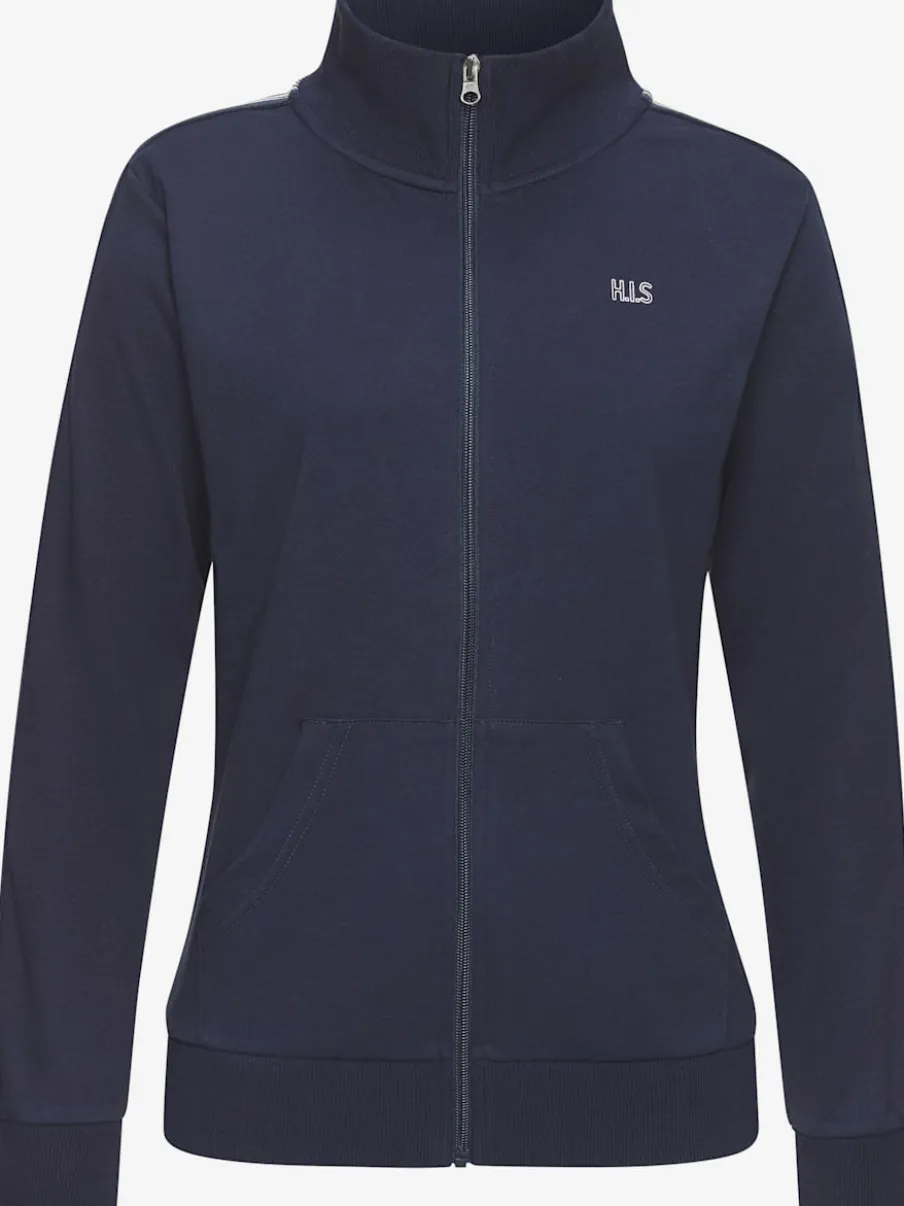 Veste à col montant avec rayures et larges bords-côtes en coton