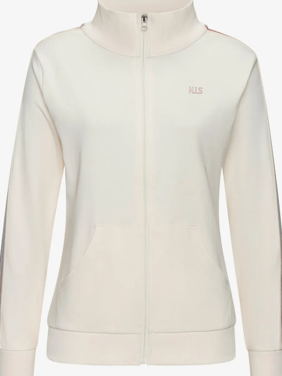 Veste à col montant avec rayures et larges bords-côtes en coton