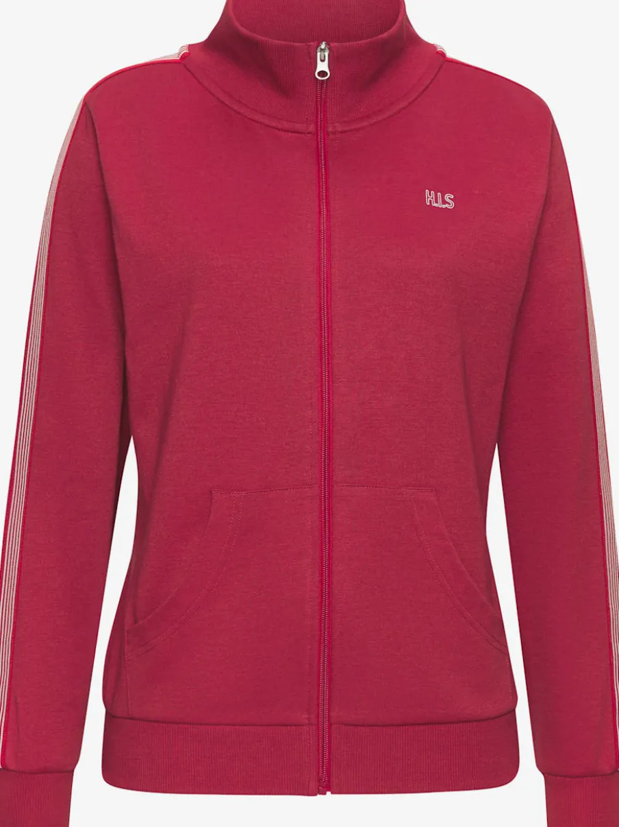 Veste à col montant avec rayures et larges bords-côtes en coton
