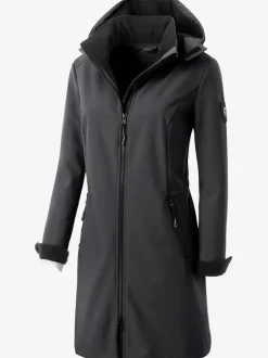 Veste coupe vent longue qualité softshell col montant avec capuche