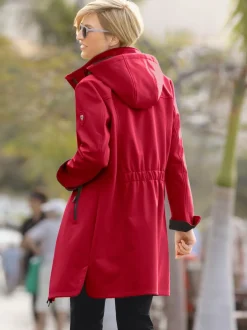 Veste coupe vent longue qualité softshell col montant avec capuche