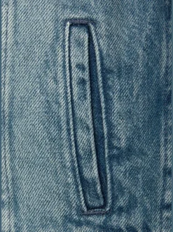 Veste courte en jean avec patte de boutonnage et poches
