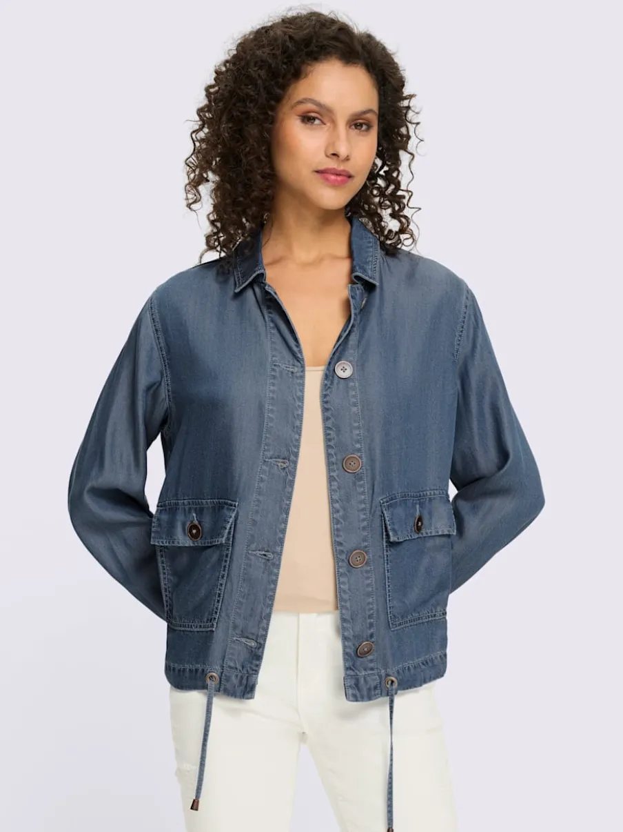 Veste décontractée en lyocell à col chemise et manches longues