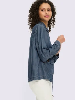 Veste décontractée en lyocell à col chemise et manches longues