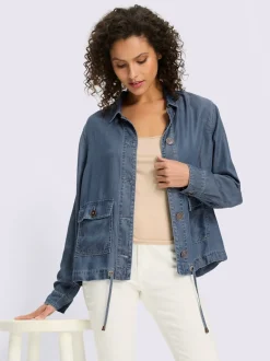 Veste décontractée en lyocell à col chemise et manches longues