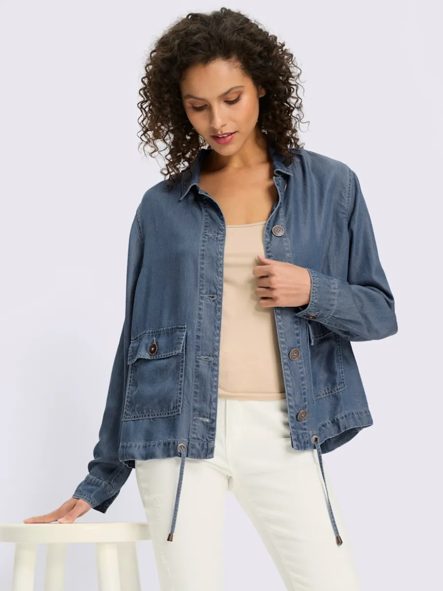 Veste décontractée en lyocell à col chemise et manches longues