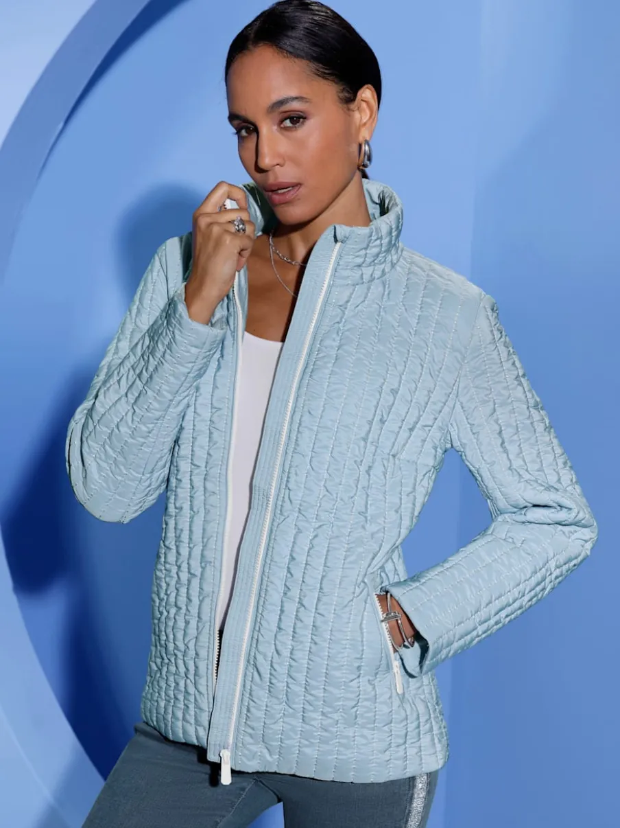 Veste décontractée en polyester recyclé à matelassage rayé