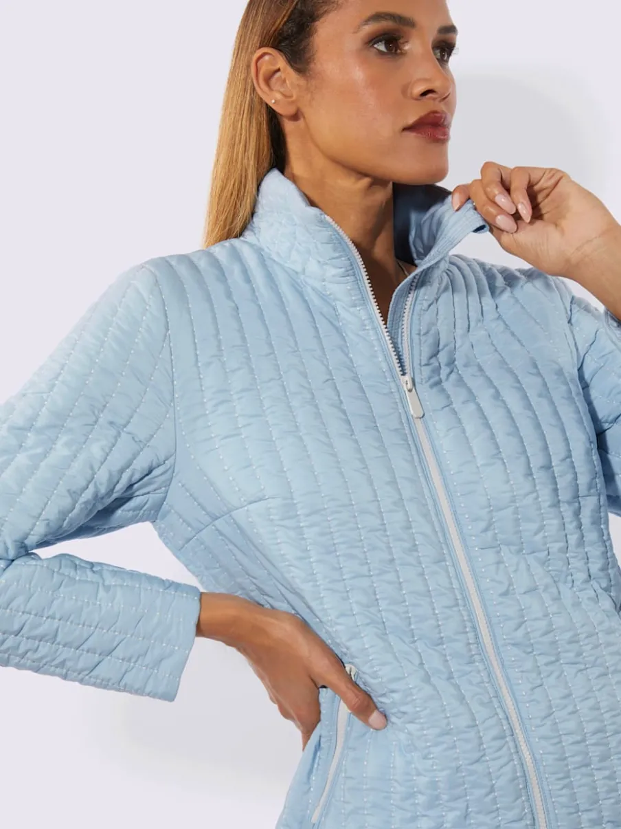 Veste décontractée en polyester recyclé à matelassage rayé