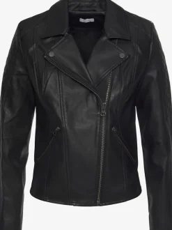 Veste de motard courte avec col à revers et poches
