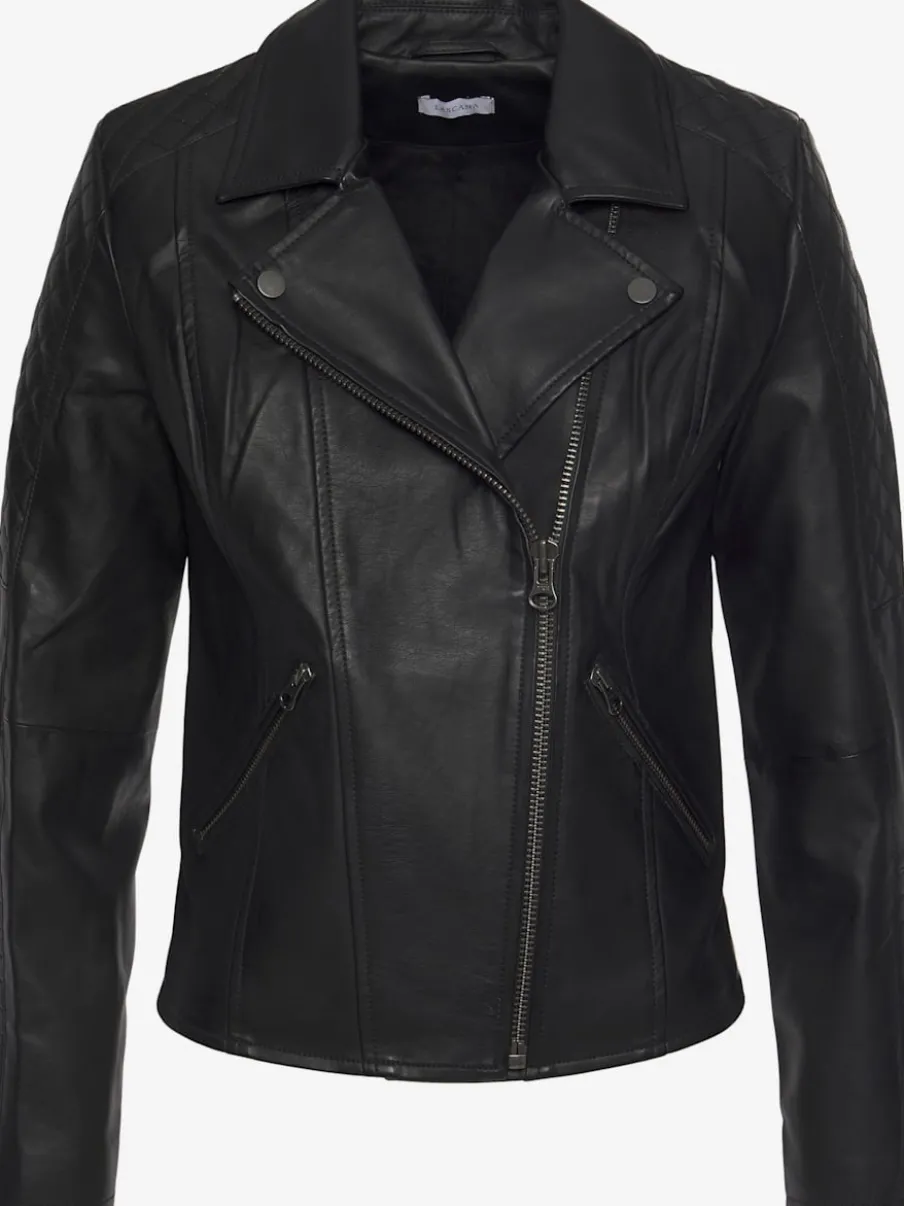 Veste de motard courte avec col à revers et poches