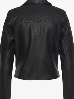 Veste de motard courte avec col à revers et poches