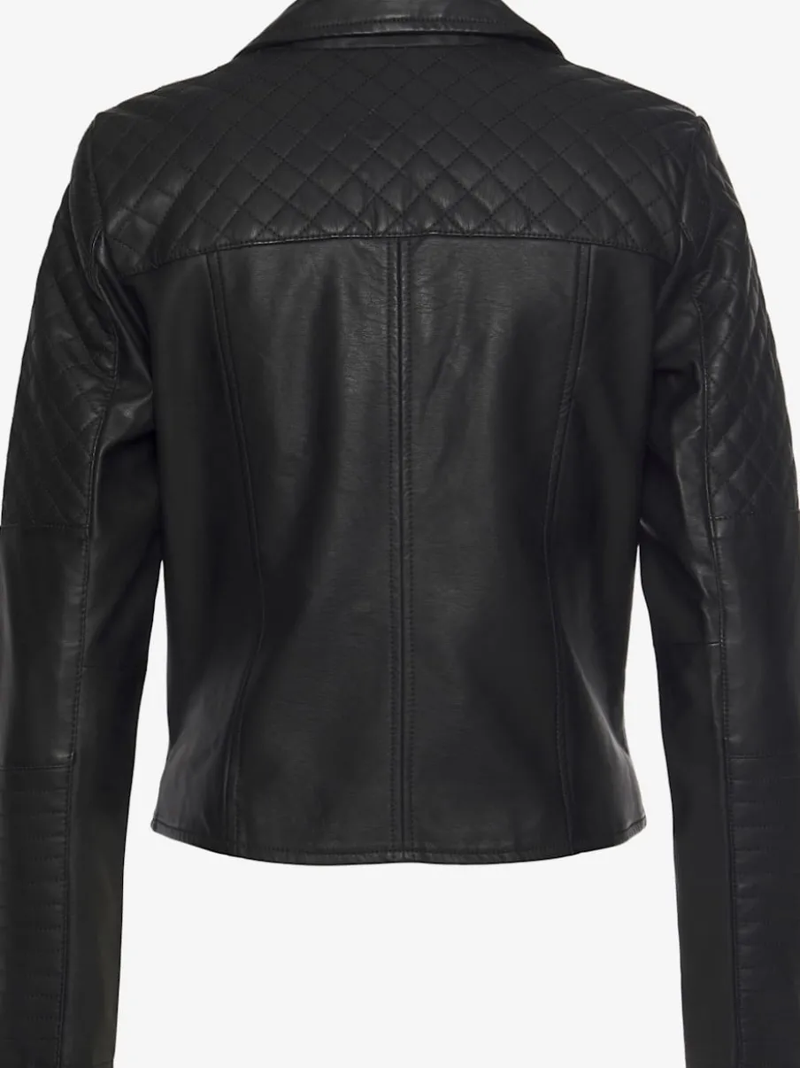 Veste de motard courte avec col à revers et poches