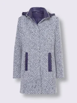 Veste d'extérieur avec capuche amovible et poches.