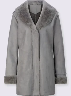 Veste d'hiver col châle imitation peau d'agneau douce