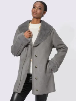 Veste d'hiver col châle imitation peau d'agneau douce