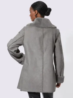 Veste d'hiver col châle imitation peau d'agneau douce
