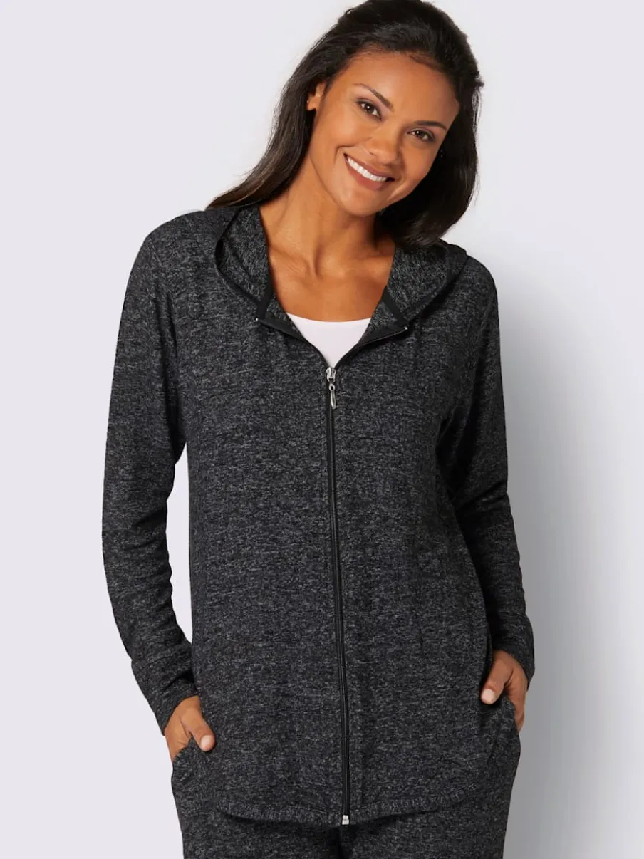 Veste douce avec capuche et glissière intégrale extensible