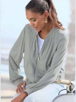 Veste d'été légère avec glissière devant et finitions à l'ourlet