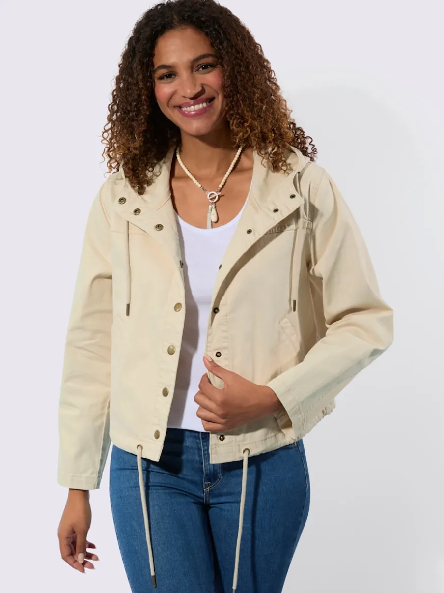 Veste en coton avec col capuche et poches raglan