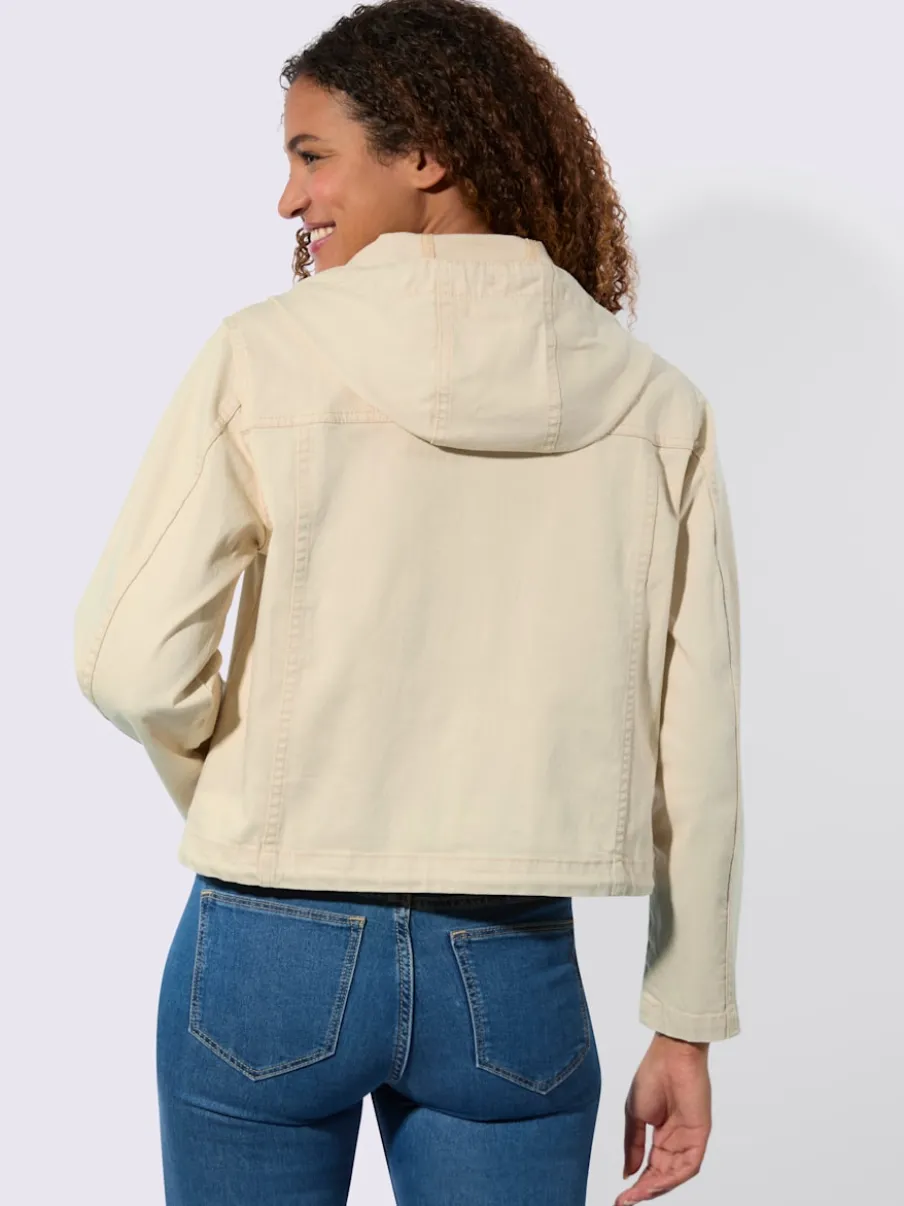 Veste en coton avec col capuche et poches raglan