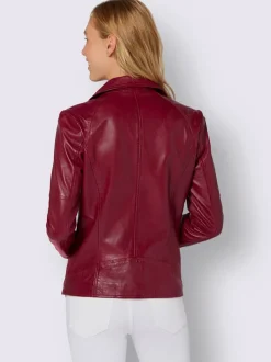 Veste en cuir douce avec col à revers raffinée